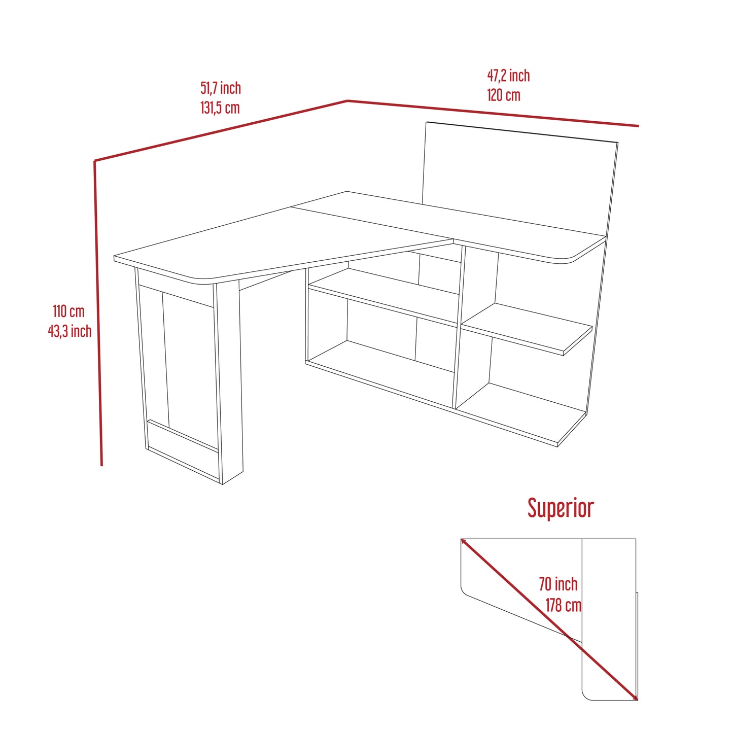 Tech Pro 4-Shelf L-Shaped Computer Desk - Black