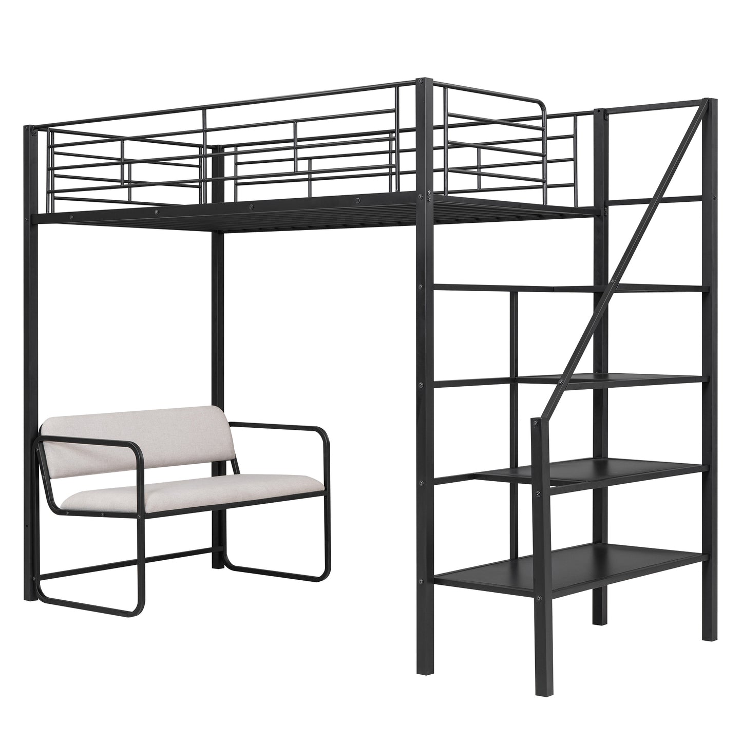 Black Beauty Loft Bed With Bench