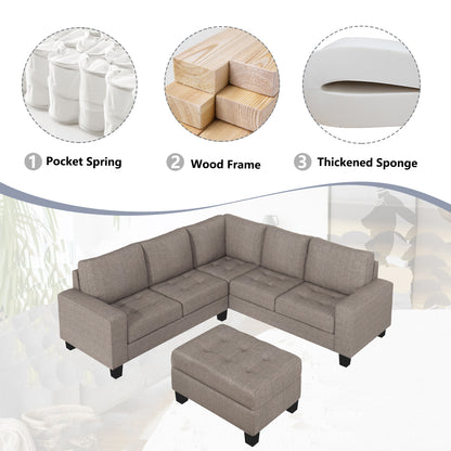 OrisLux Sectional Lounge: Ultimate Space-Saving Sofa with Ottoman & Cup Holders