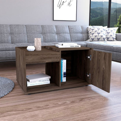 Lana Single Door Cabinet  Coffee Table -  Dark Walnut