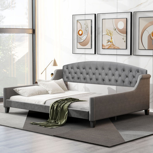 AF Luxury Tufted Button Full Size Daybed - Gray