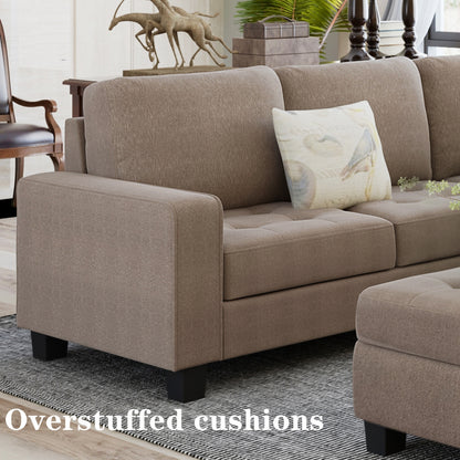 OrisLux Sectional Lounge: Ultimate Space-Saving Sofa with Ottoman & Cup Holders