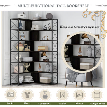 L-Shaped Corner Bookcase - Black