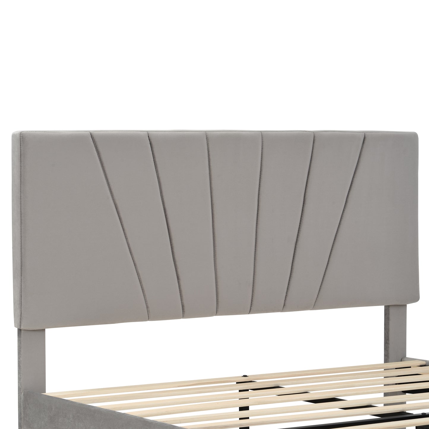 Xavier Queen Size Storage Bed Metal Platform Bed with Drawer - Gray