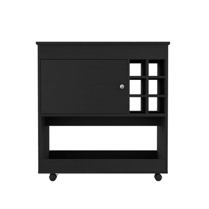 Lux 1-Shelf 6-Bottle Bar Cart - Black