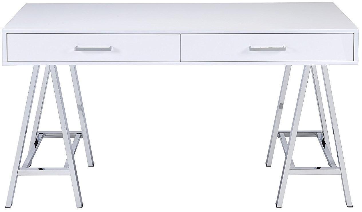 Coleen Desk in White High Gloss & Chrome