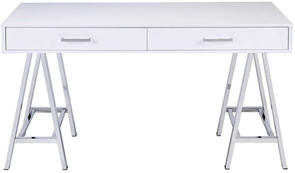 Coleen Desk in White High Gloss & Chrome