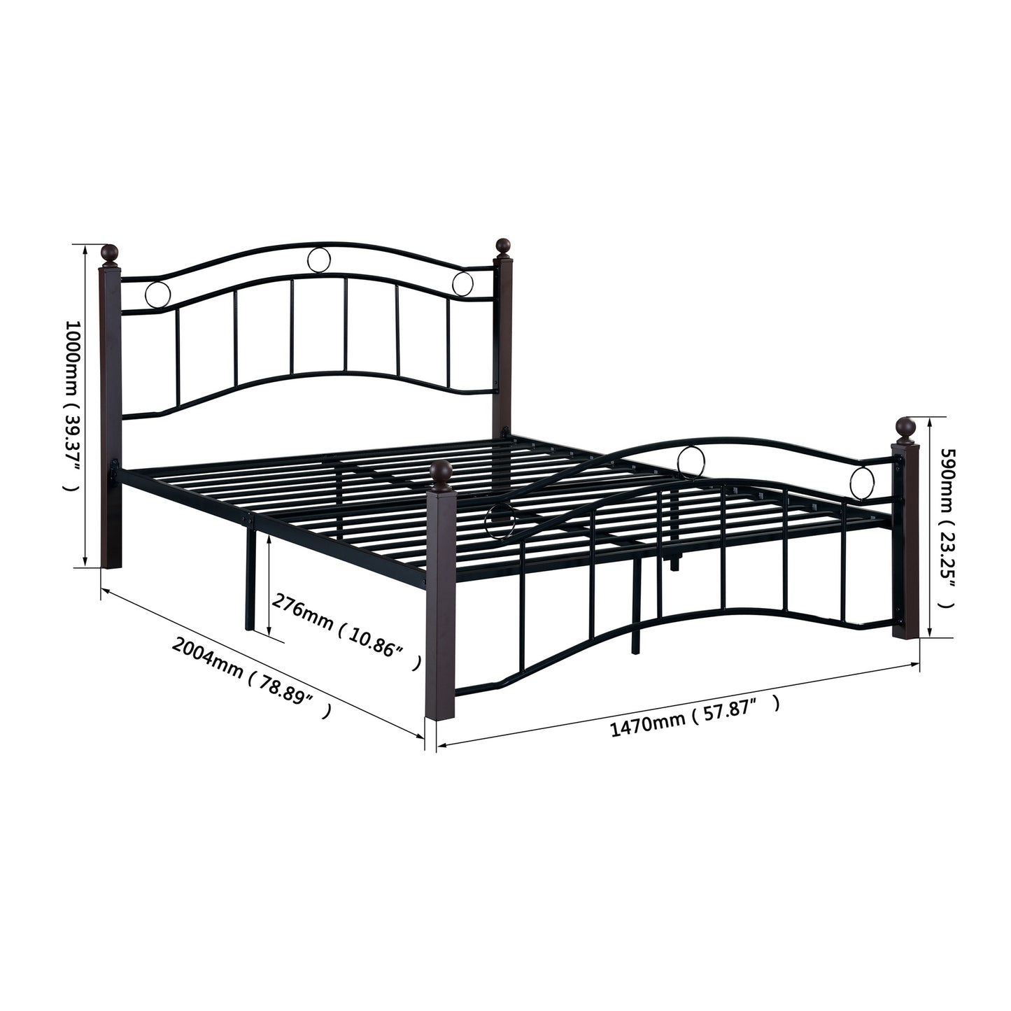 Royal Dream Full Size Metal Bed Frame - Black