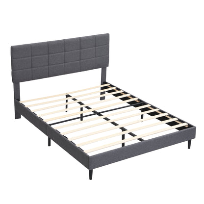 Elegant Queen Size Platform Bed Frame - Gray