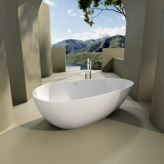 Ivan 59" Solid Surface Freestanding Bathtub - White