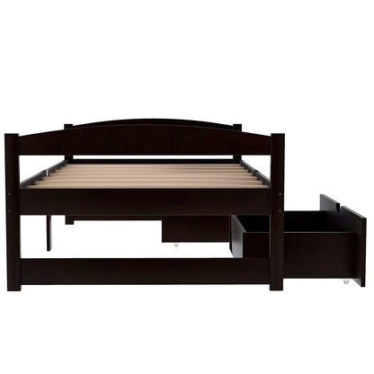 Espresso Dream Twin Platform Bed with Dual Drawers