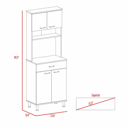 Santa 1-Drawer 1-Shelf Area Pantry with Adjustable Metal Legs - Black