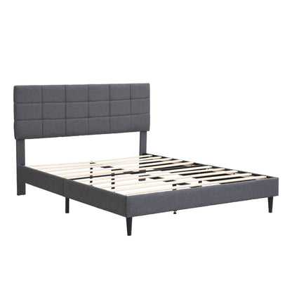 Elegant Queen Size Platform Bed Frame - Gray
