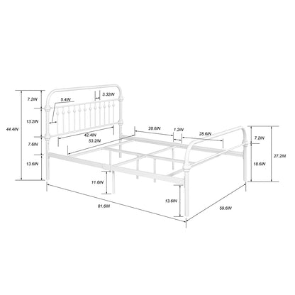 ElegantDream Full Size Metal Bed Frame -White