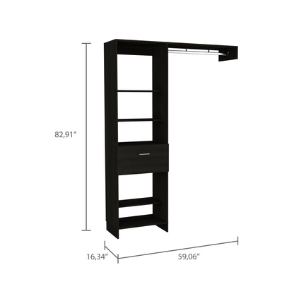 Nova Space 1-Drawer 4-Shelf Closet System - Black
