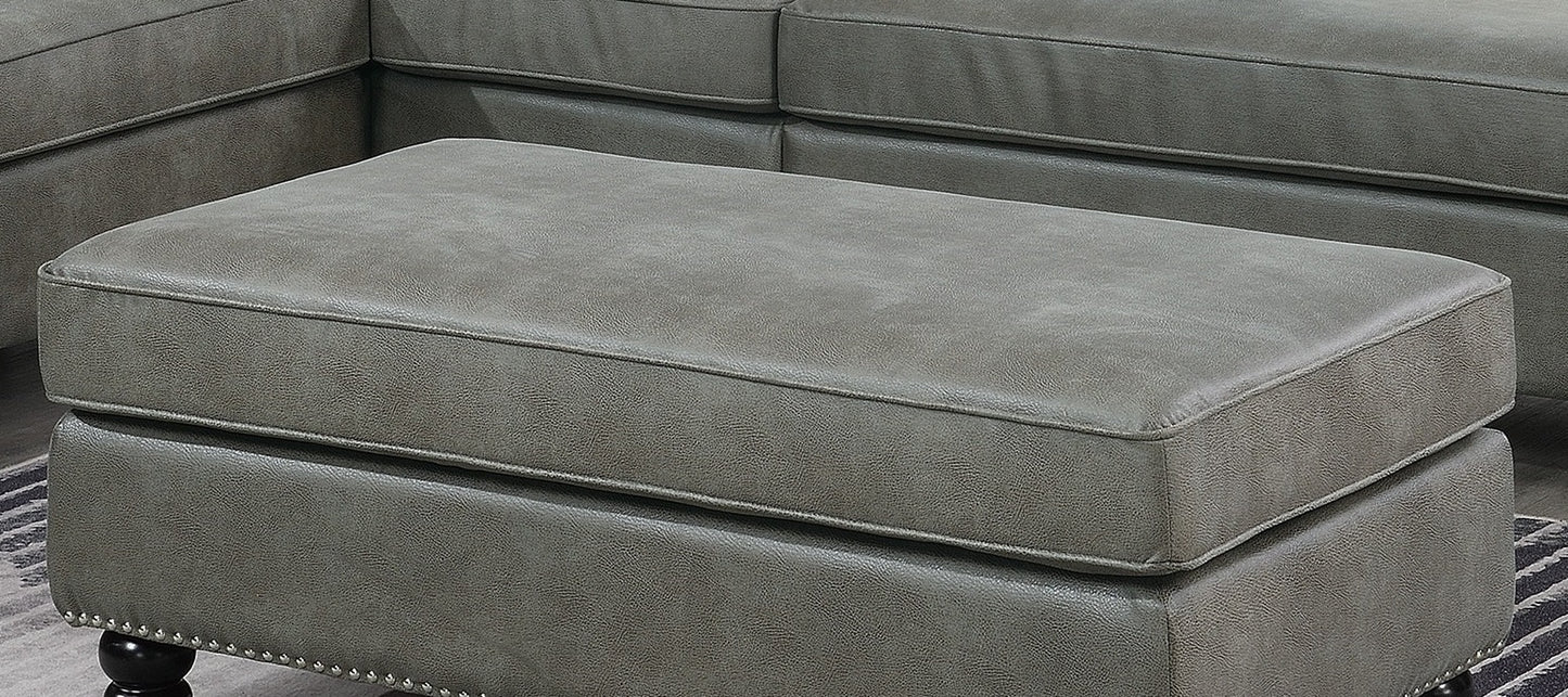 Cocktail Ottoman Wooden Legs - Grey