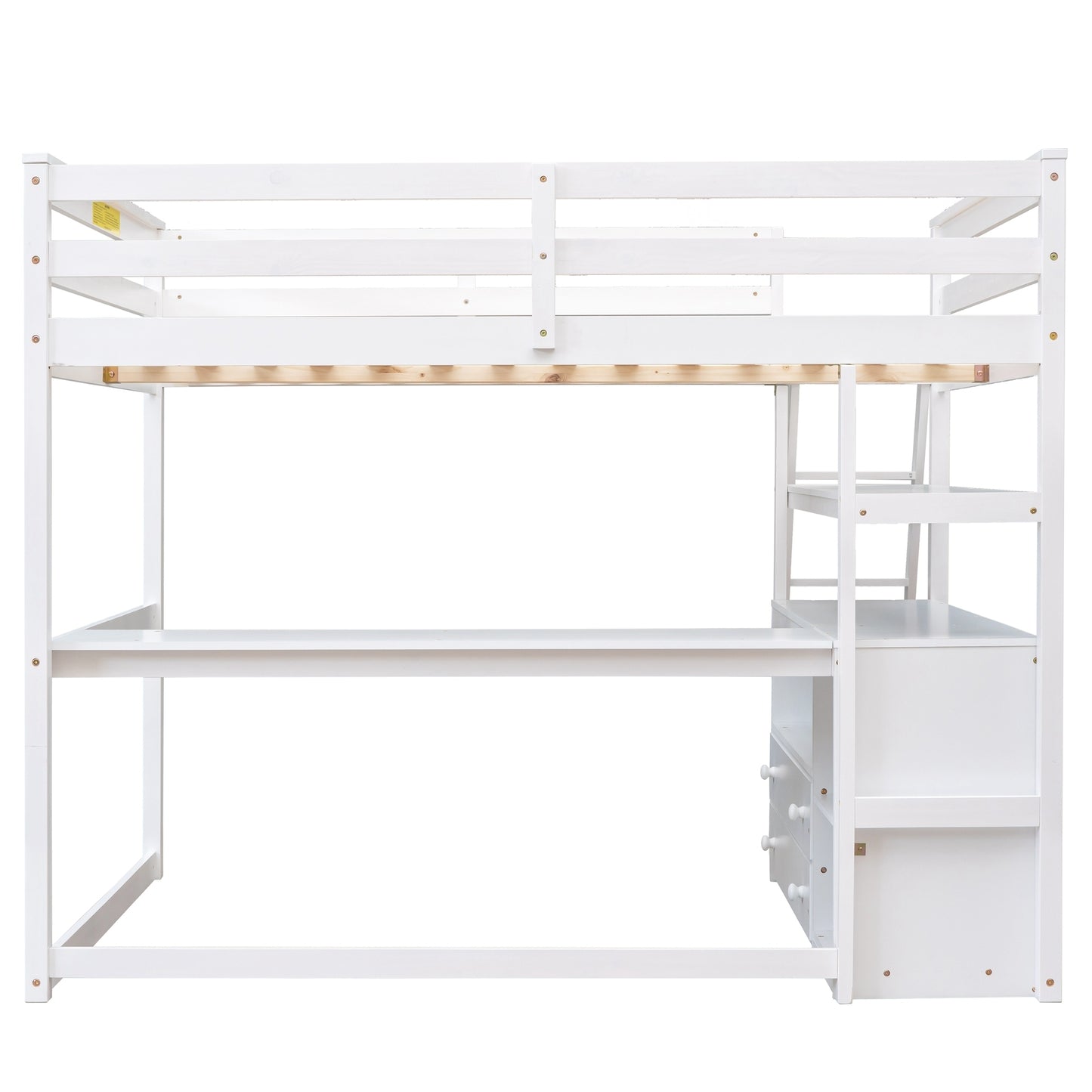 ElevateMax Full Size Loft Bed with Desk and Storage, in Elegant White