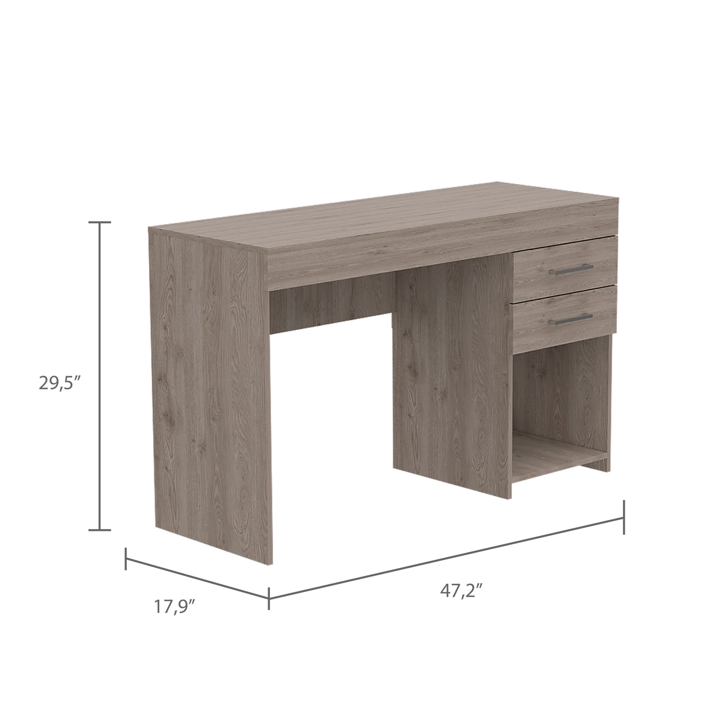 Computer Desk One Lower Shelf  - Light Gray