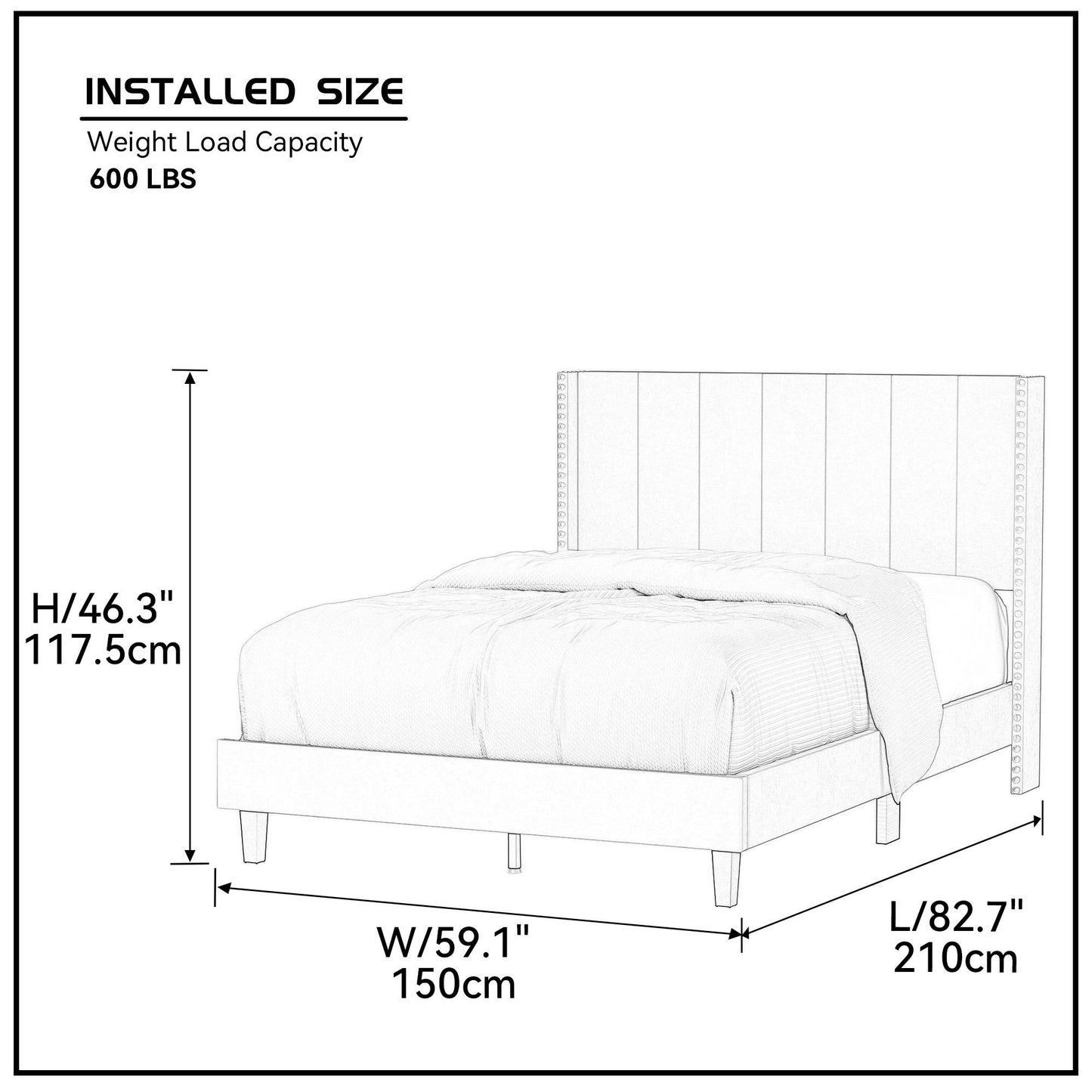 Bazu Full Size Platform Bed Frame - Beige