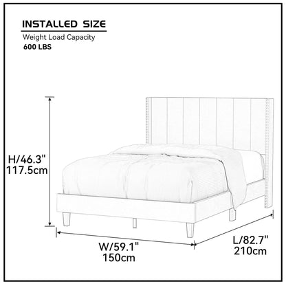 Bazu Full Size Platform Bed Frame - Beige