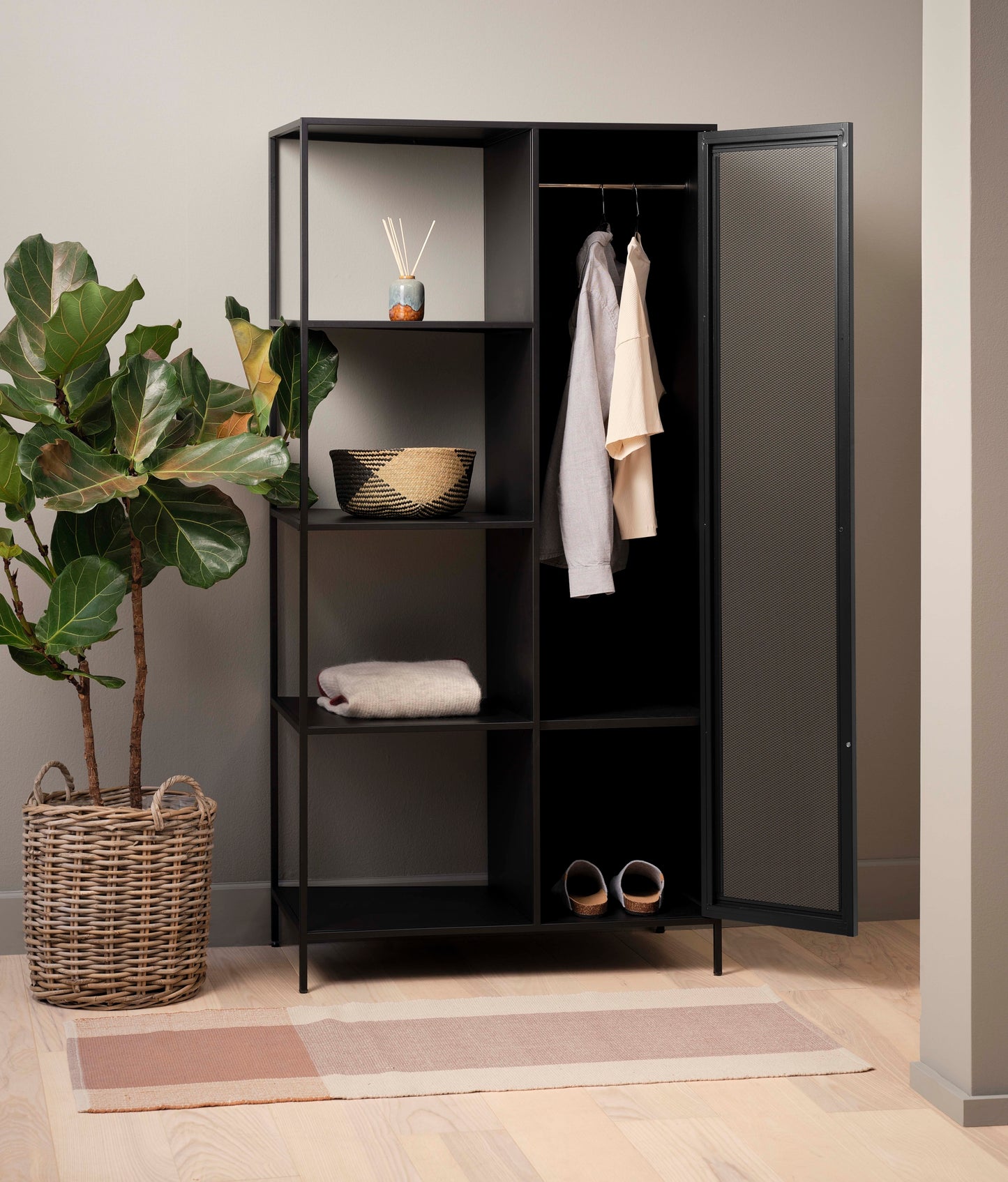 Noir II Metal Mesh Door Storage Bookcase