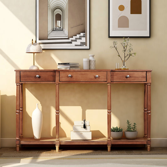 ElegantWood Console: Timeless Entryway Table with Storage