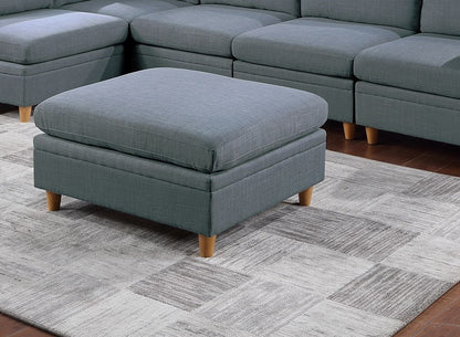 Wooden Legs Ottoman - Grey