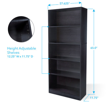 Oskar 5 Shelf Bookcase - Espresso