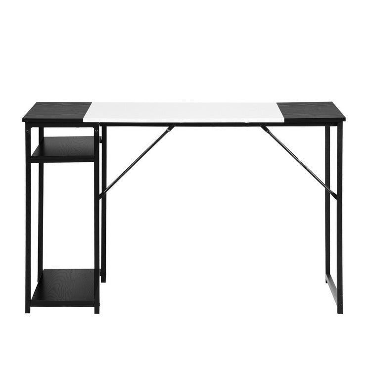 Computer Desk Wood Table Metal Frame - White & Black