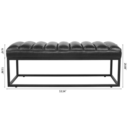 Metal Base Upholstered Bench - Black