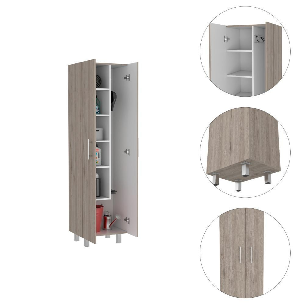 Halifax 2-Door Rectangle Closet Pantry  - Gray and White