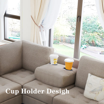 OrisLux Sectional Lounge: Ultimate Space-Saving Sofa with Ottoman & Cup Holders