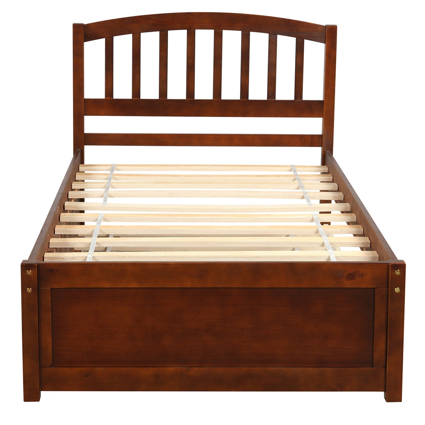 Walnut Dream Twin Platform Bed with Trundle