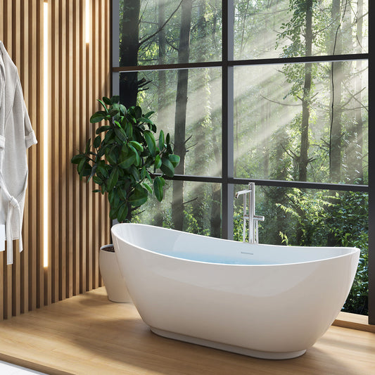 Osha 67"  Acrylic Freestanding Soaking Bathtub  - White