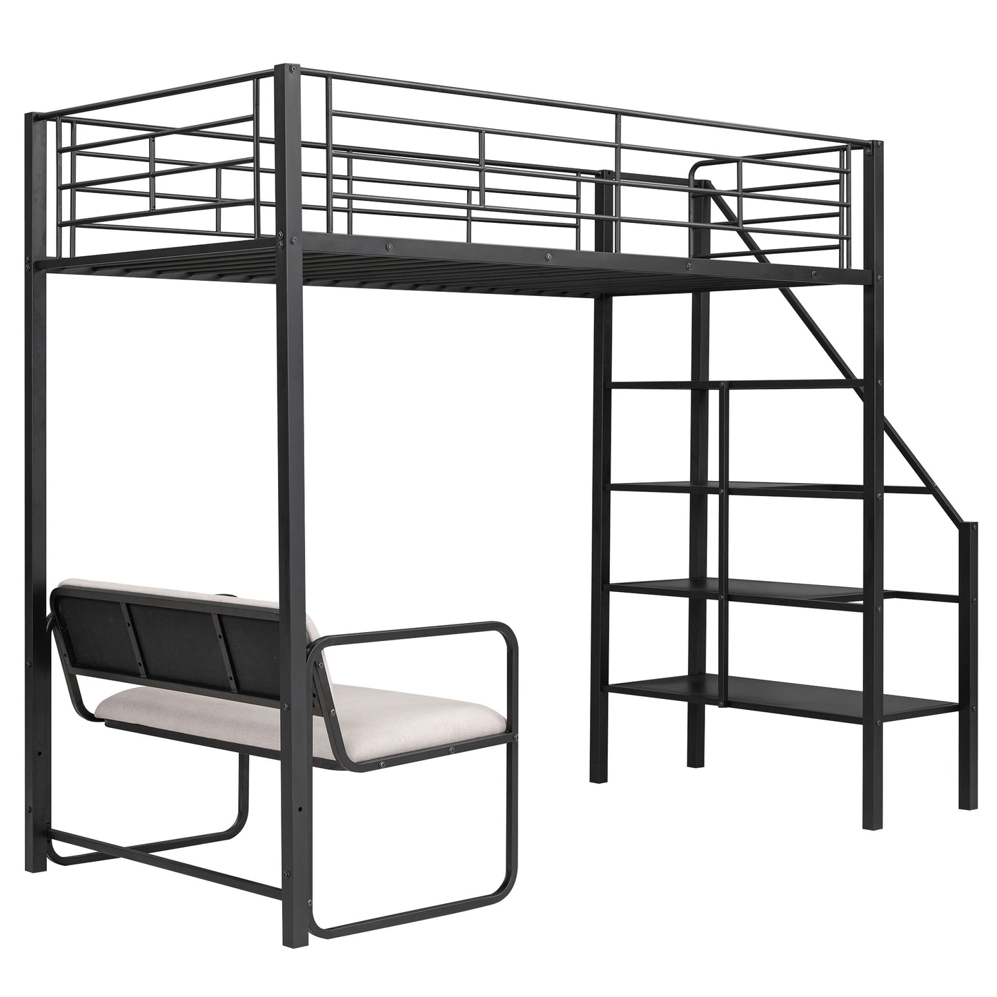 Black Beauty Loft Bed With Bench