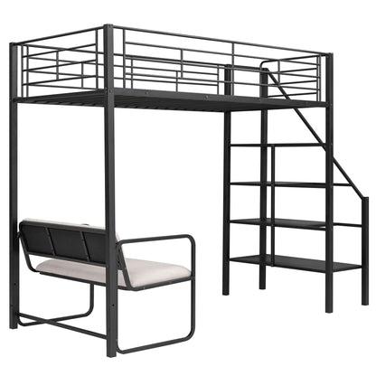Black Beauty Loft Bed With Bench