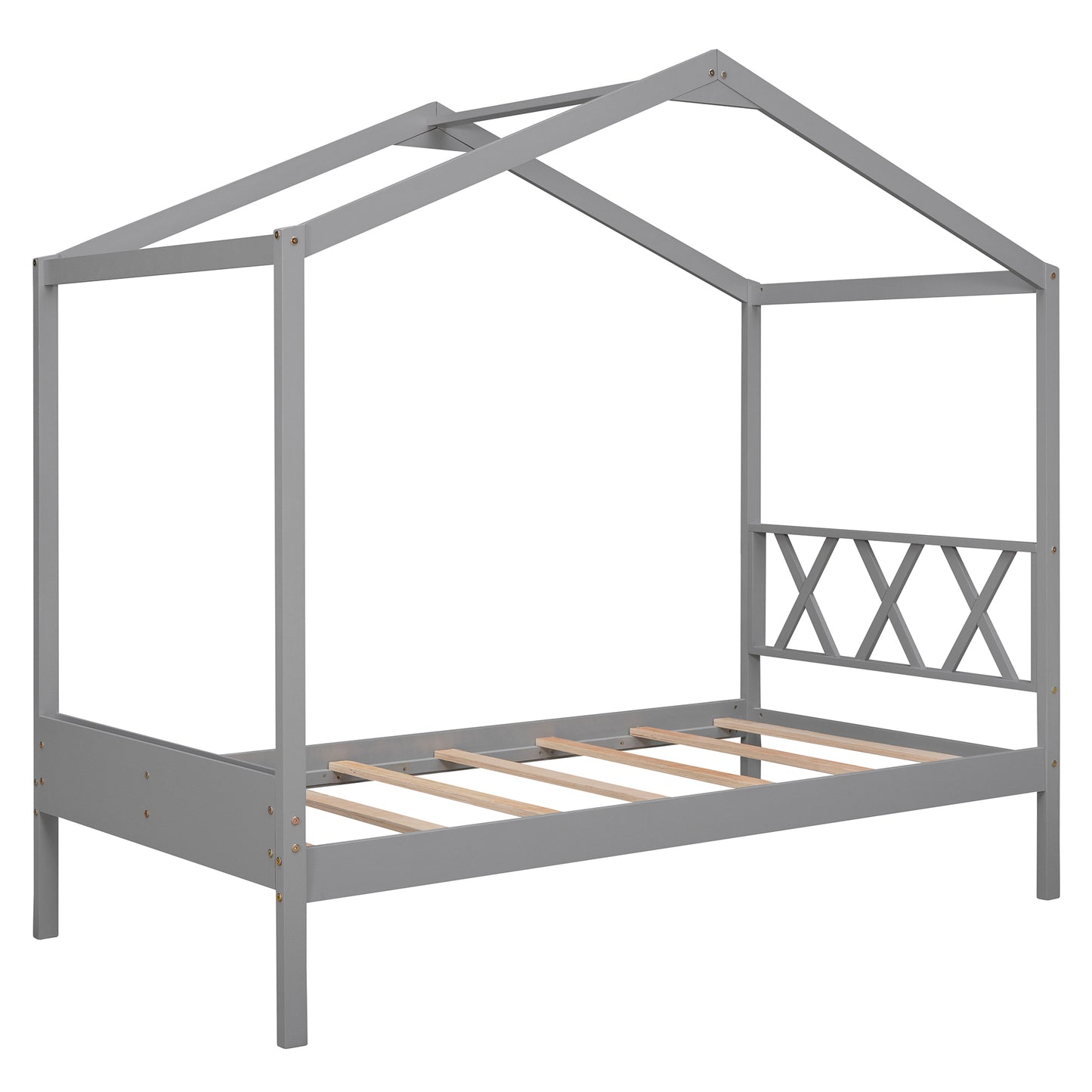 Twin Wood House Bed with Smart Storage