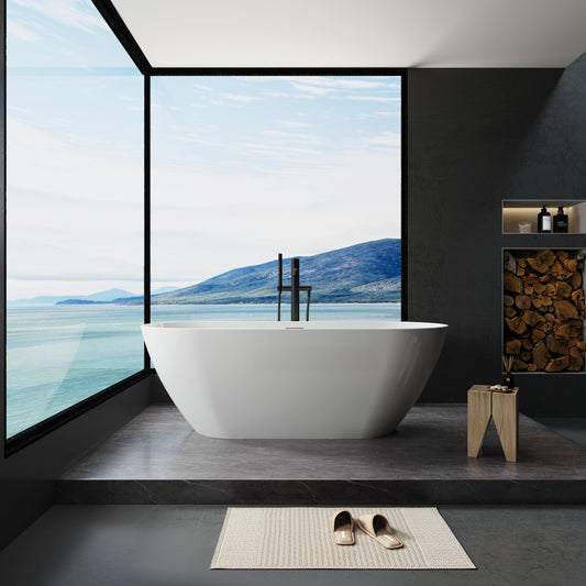 Sleek  67" Acrylic Freestanding Soaking Bathtub - White