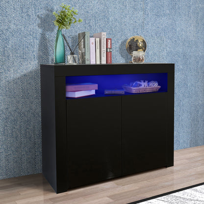 Glossy Glow Sideboard: Modern Storage Cabinet with LED Light