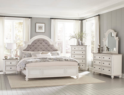 Elegance Restored Antique White Button-Tufted Eastern King Bed