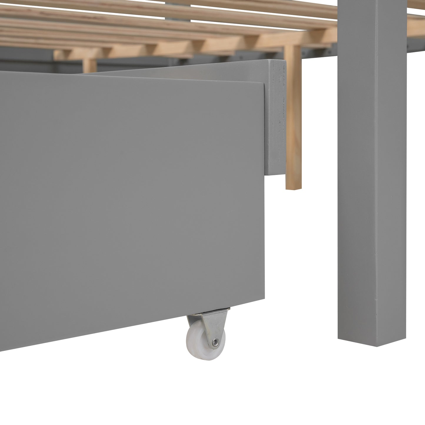 Elegant Haven Canopy Bed with Trundle and Storage, Gray