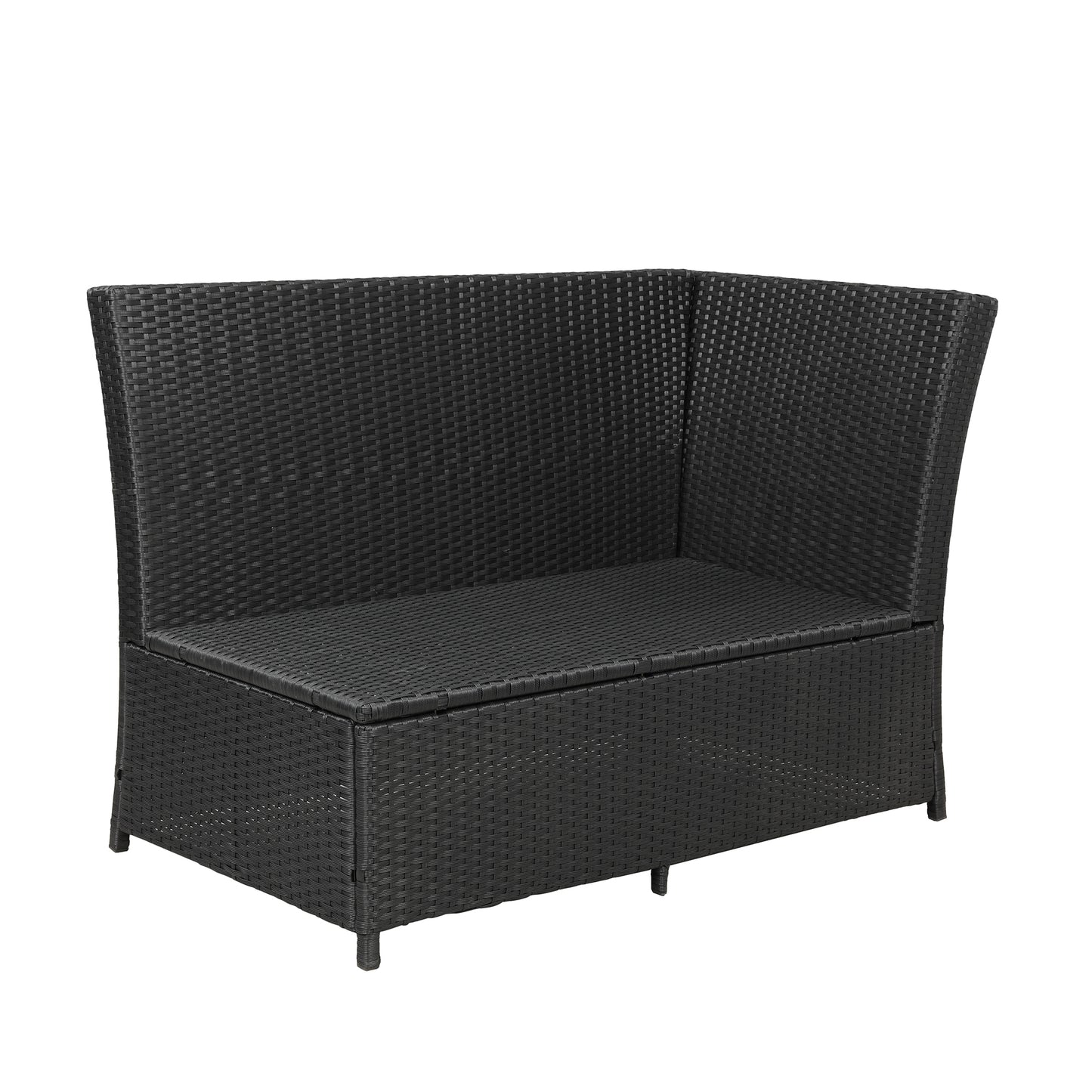 Elegant Oasis 6-Piece Outdoor Patio Furniture Set with Glass Table and Ottomans (Black)