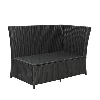 Elegant Oasis 6-Piece Outdoor Patio Furniture Set with Glass Table and Ottomans (Black)
