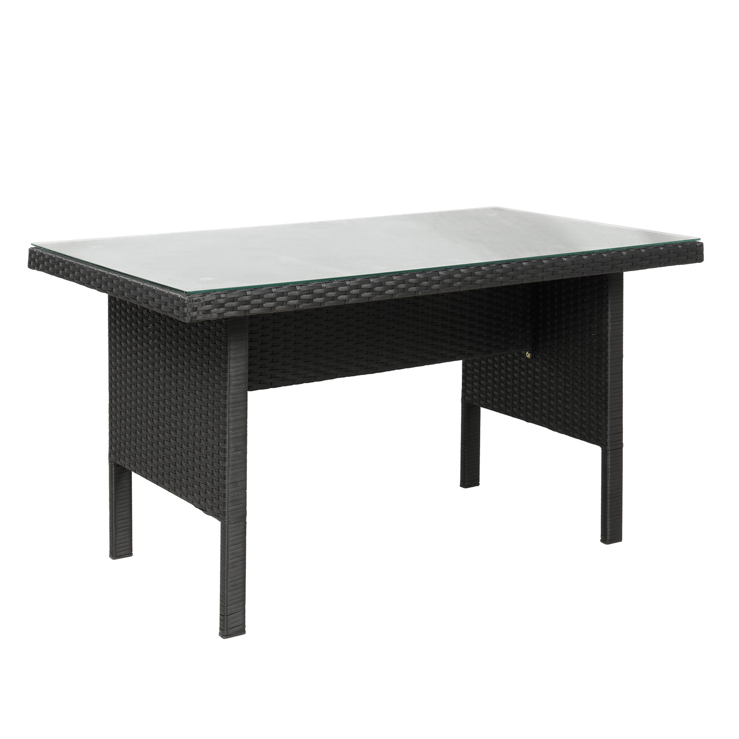 Elegant Oasis 6-Piece Outdoor Patio Furniture Set with Glass Table and Ottomans (Black)