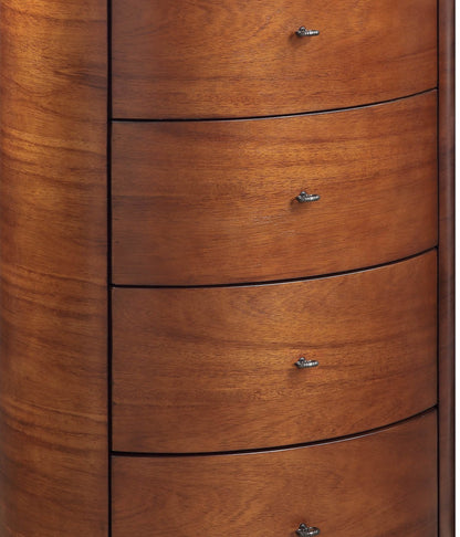 Elegant Marble Walnut Chest of 5 Drawers