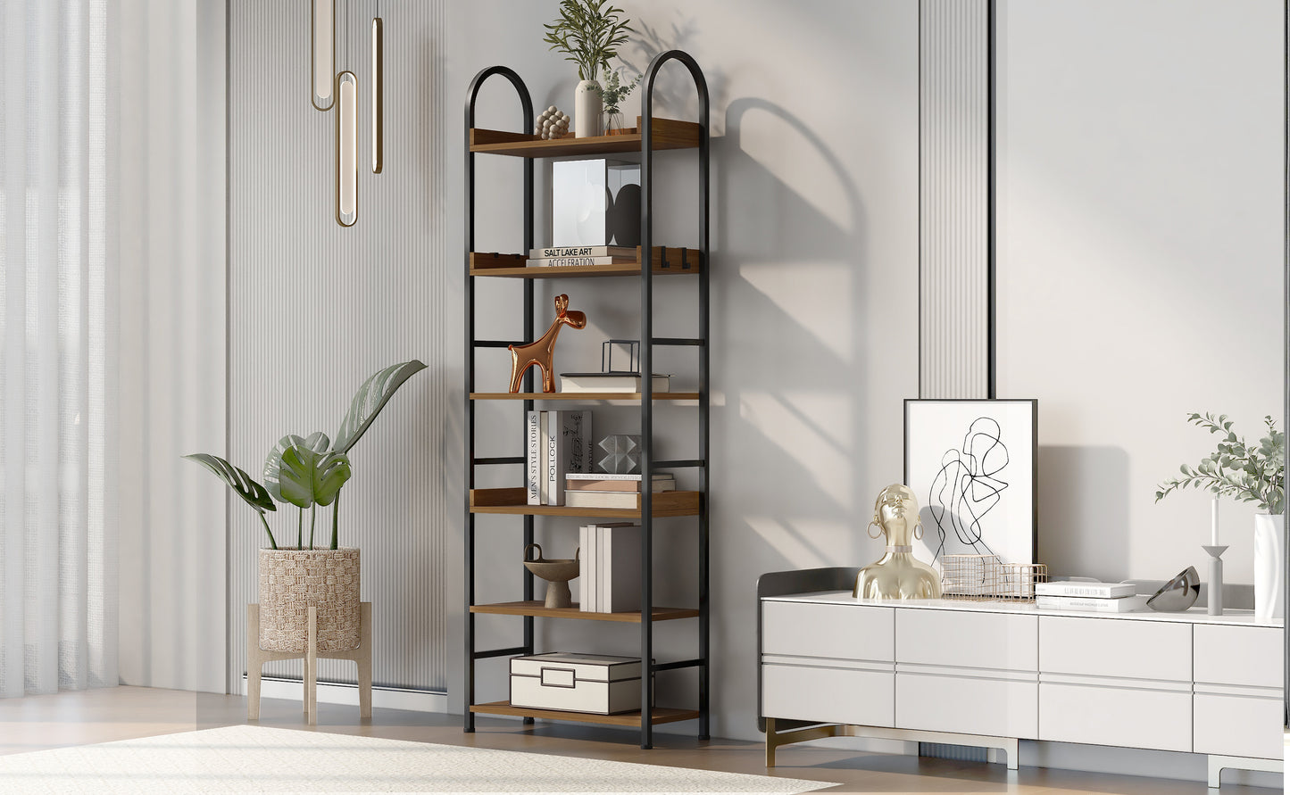 Tall Tower Bookcase - Brown