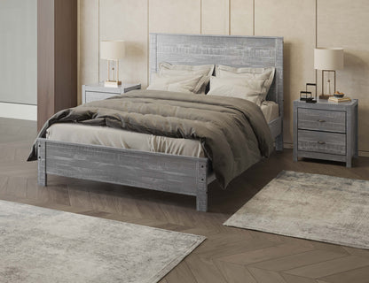 Eco Rustic Grey Wood Bed