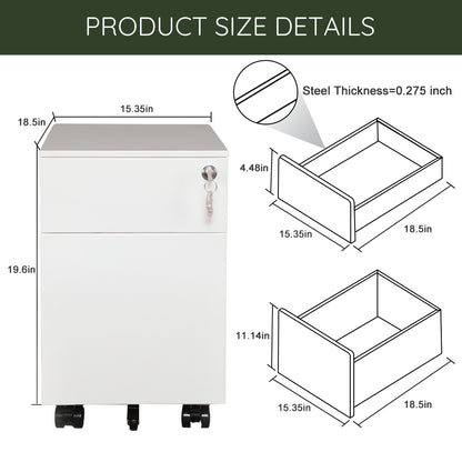 Metal File Cabinet with Lock -White