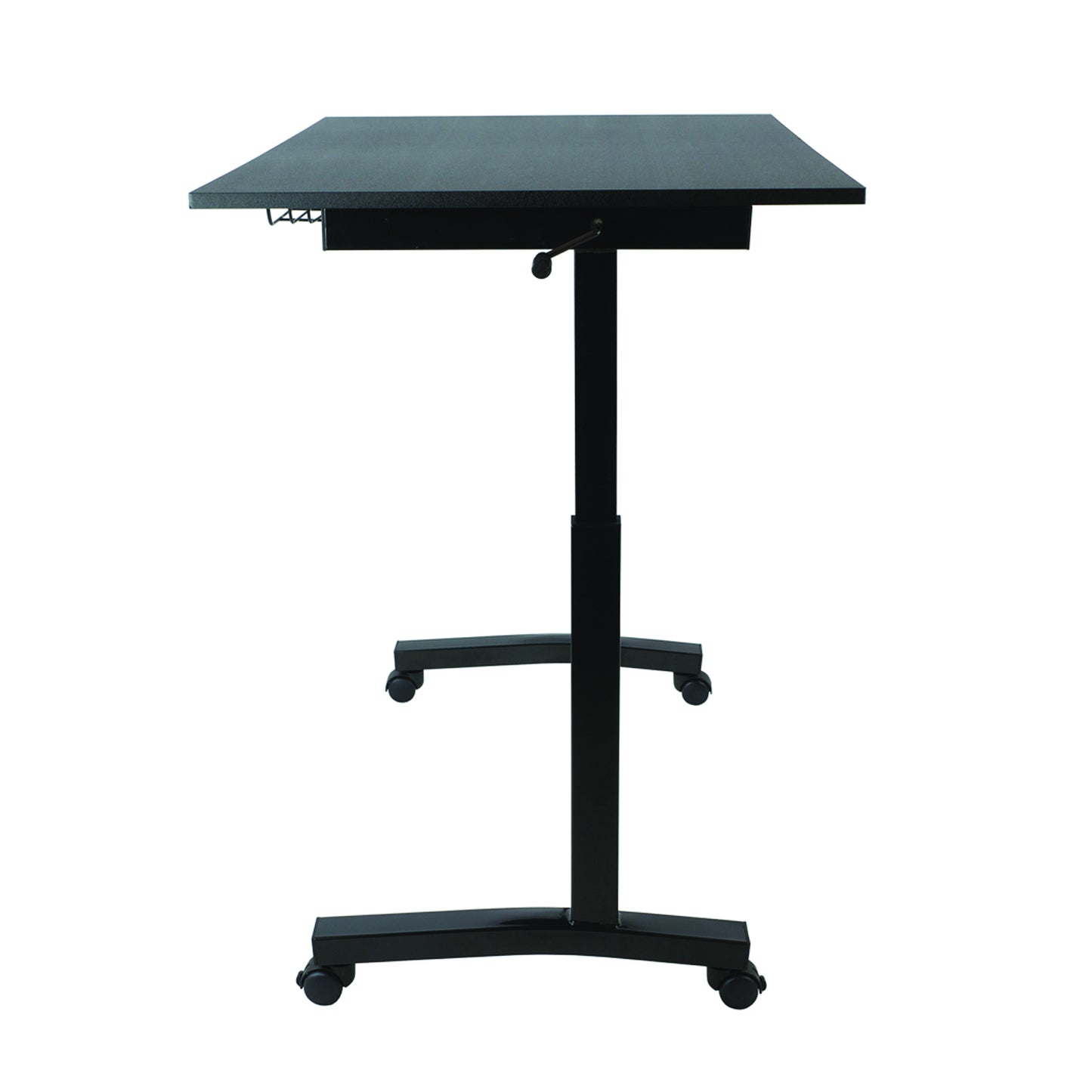 Atlantic Sit Stand Desk with Casters (Height Adjustable) with side crank   -  Black