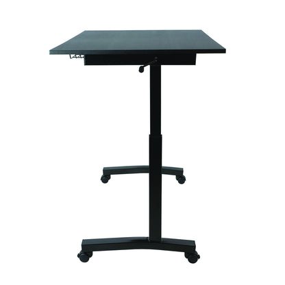 Atlantic Sit Stand Desk with Casters (Height Adjustable) with side crank   -  Black